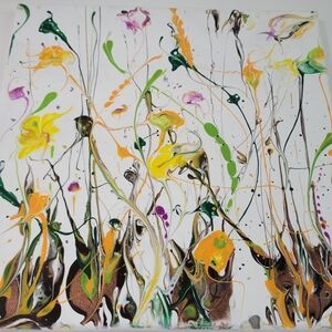 ORIGINAL Pour Paint Art Painting "Medow in Autumn"🍂